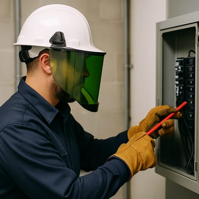Who needs an arc flash helmet—and during which tasks?